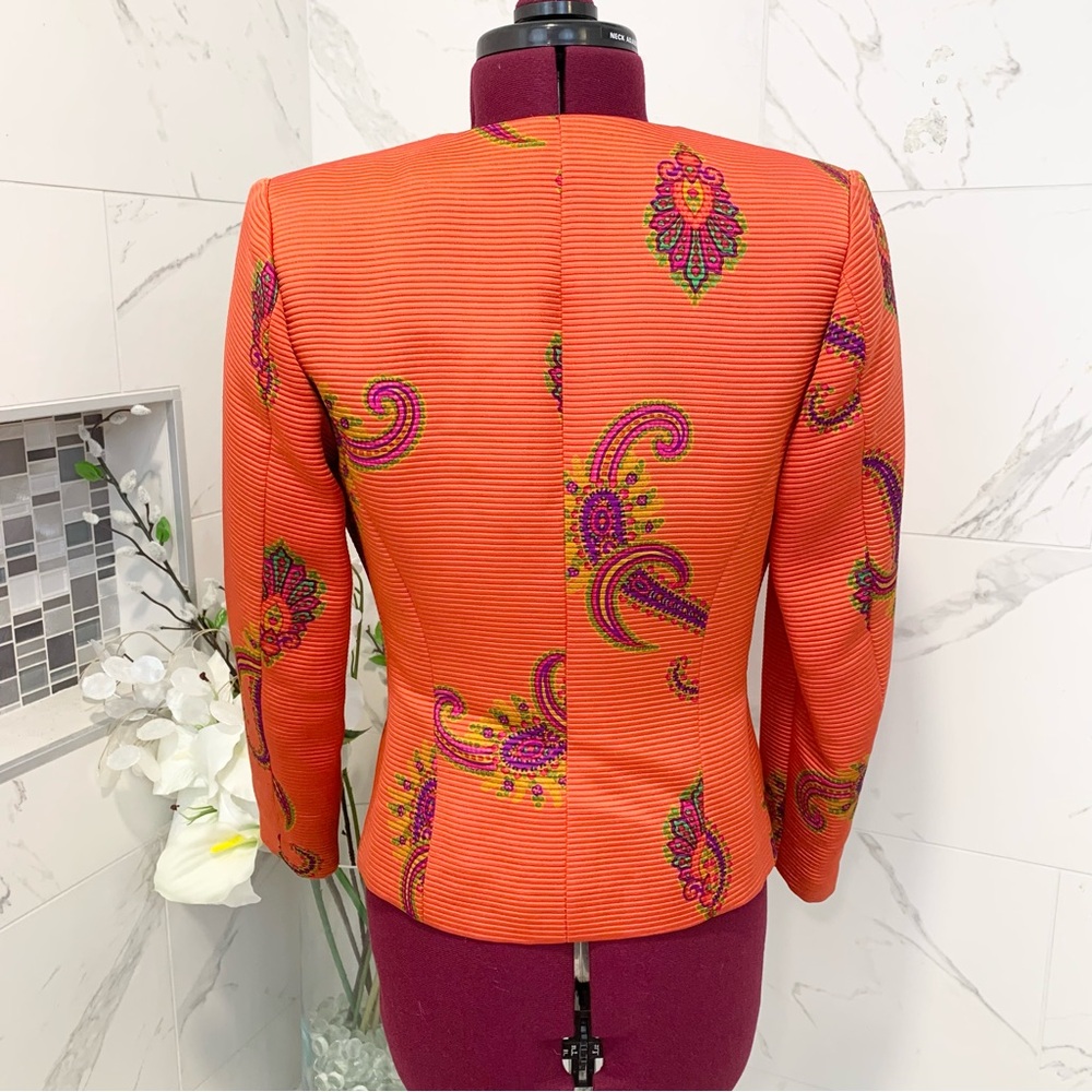 Villa Seta Jacket Blazer Orange Print S - Picture 7 of 11